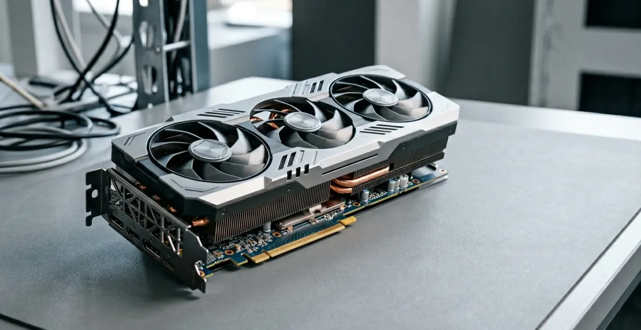 Carte graphique moderne avec circuits et composants électroniques dans un environnement technologique