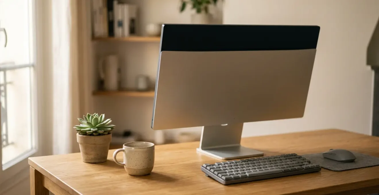 Espace de travail professionnel pour creation numerique avec eclairage naturel