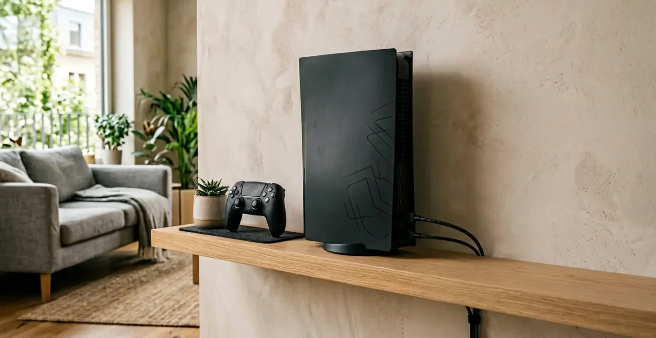 Configuration gaming haute performance avec console de nouvelle génération et équipement technique