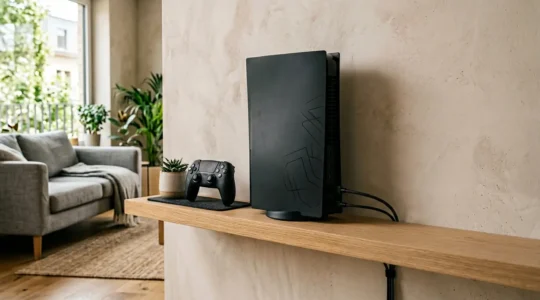 Configuration gaming haute performance avec console de nouvelle génération et équipement technique