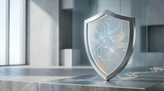 Concept de cybersécurité et protection numérique avec des éléments technologiques modernes