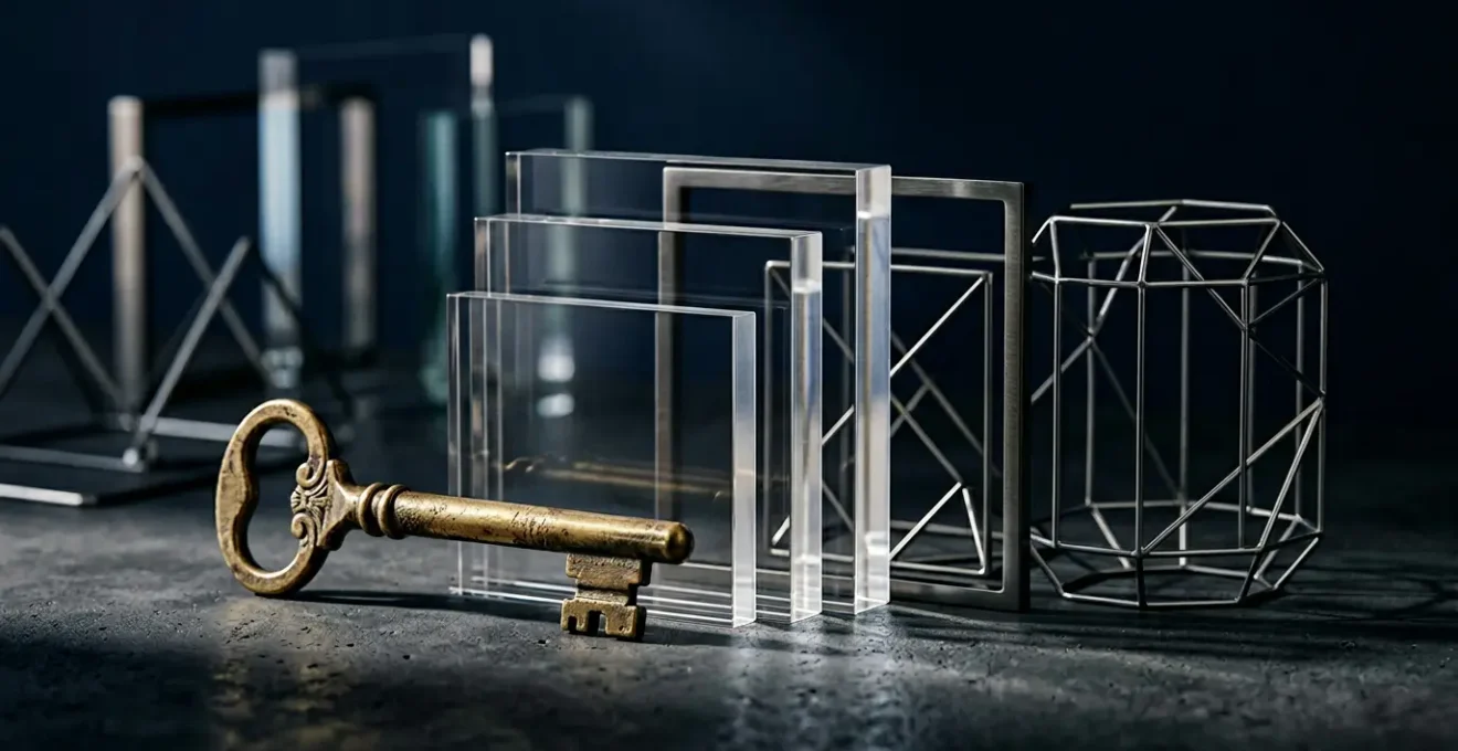 Concept visuel abstrait évoquant la sécurité numérique et la gestion des accès avec des éléments symboliques de protection