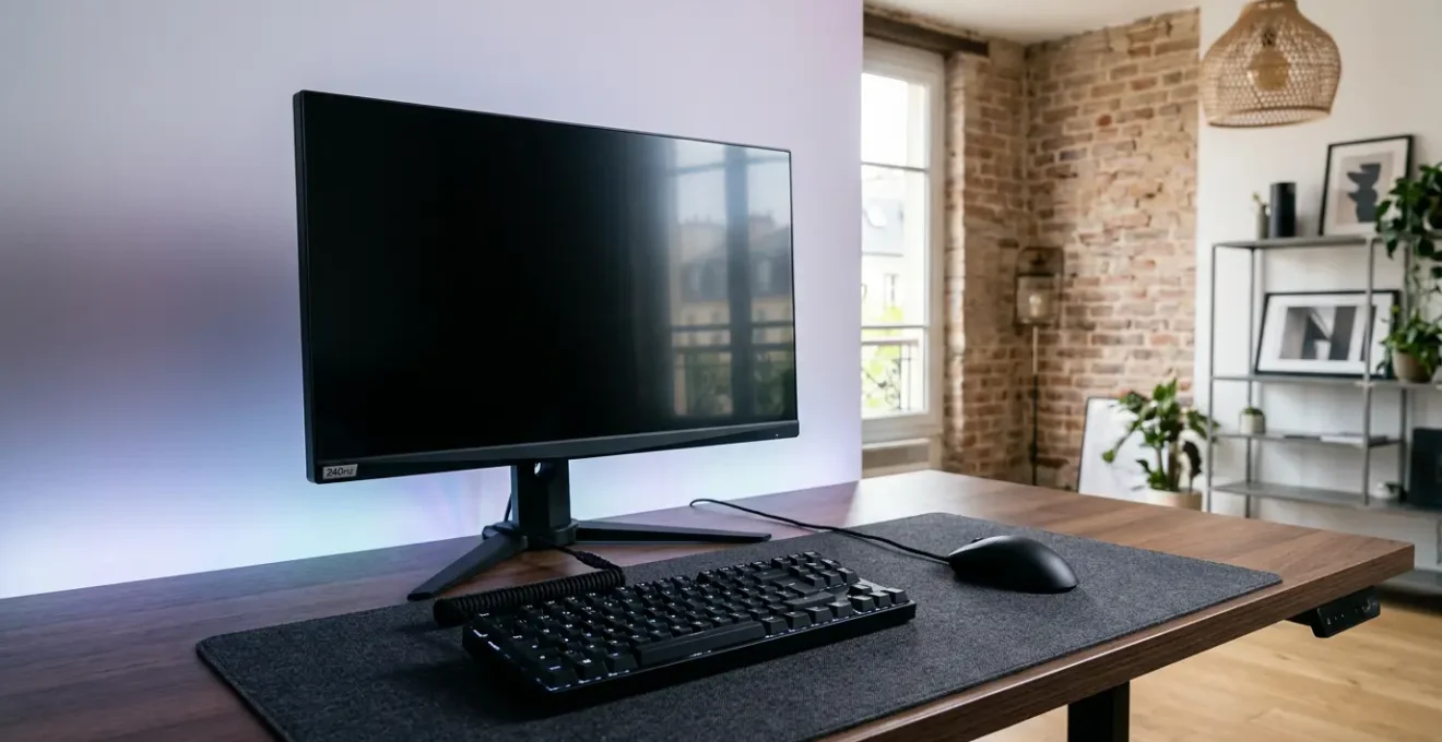 Configuration de gaming compétitif professionnelle avec moniteur haute fréquence