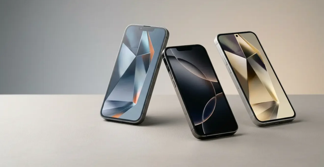 Choix entre différents smartphones modernes sur une surface épurée