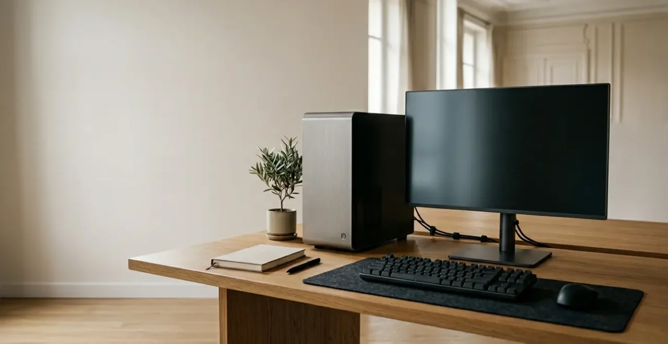 Station de travail professionnelle pour création multimédia avec composants informatiques haut de gamme