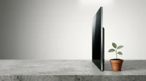 Dalle d'écran OLED haute technologie dans un environnement épuré illustrant innovation et durabilité