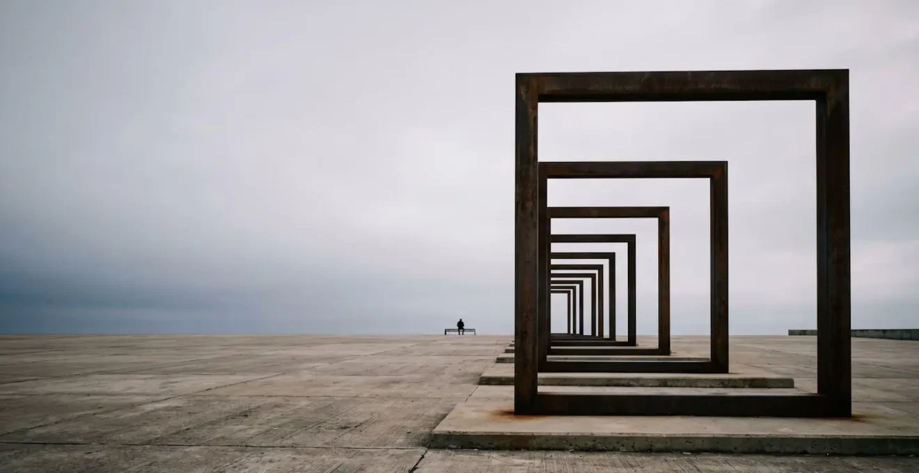 Composition minimaliste illustrant le concept de zoom avec perspective et profondeur de champ