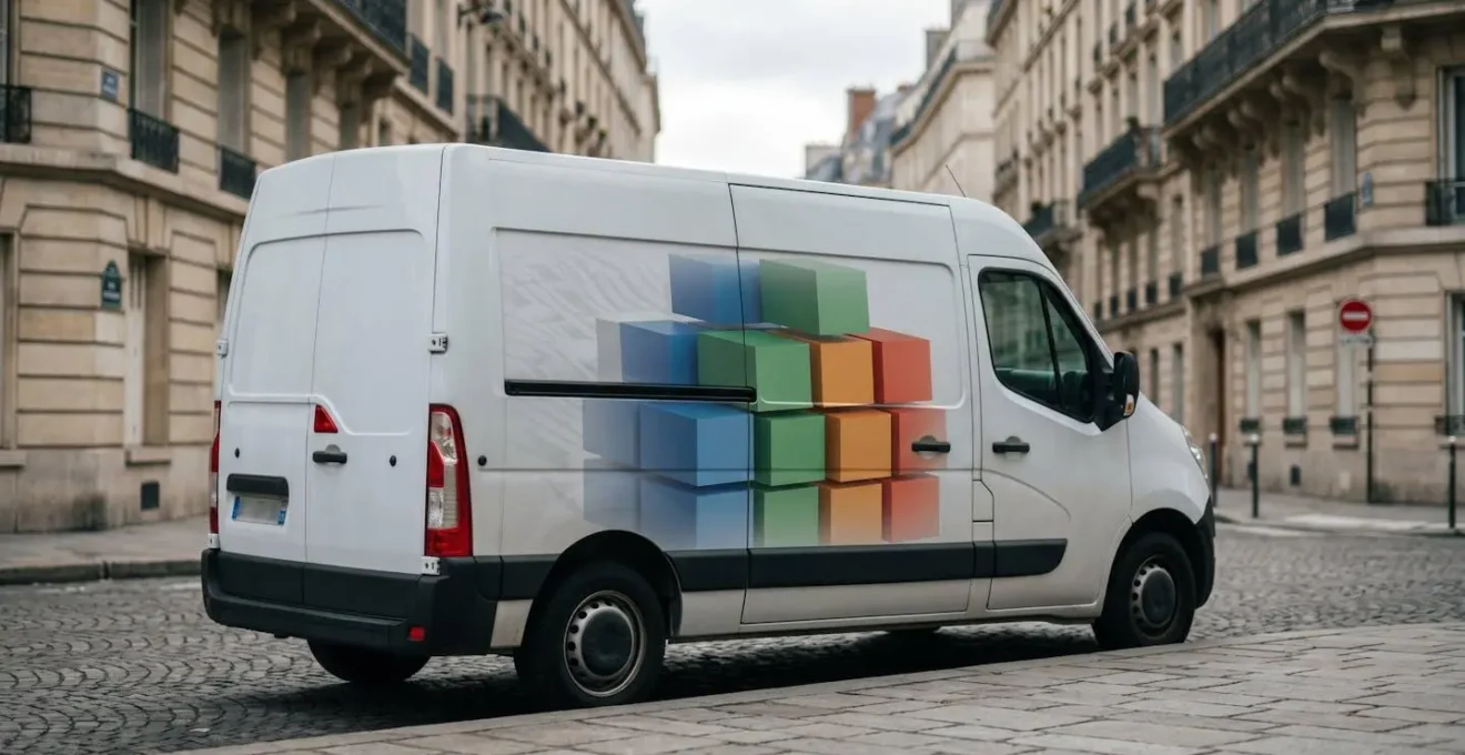 Camion de livraison Chronopost dans un quartier résidentiel français illustrant l'efficacité du routage