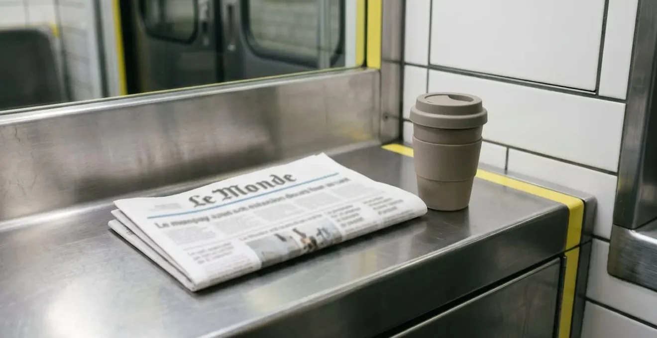 Atmosphère de mobilité urbaine évoquant les transports en commun français avec une esthétique minimaliste