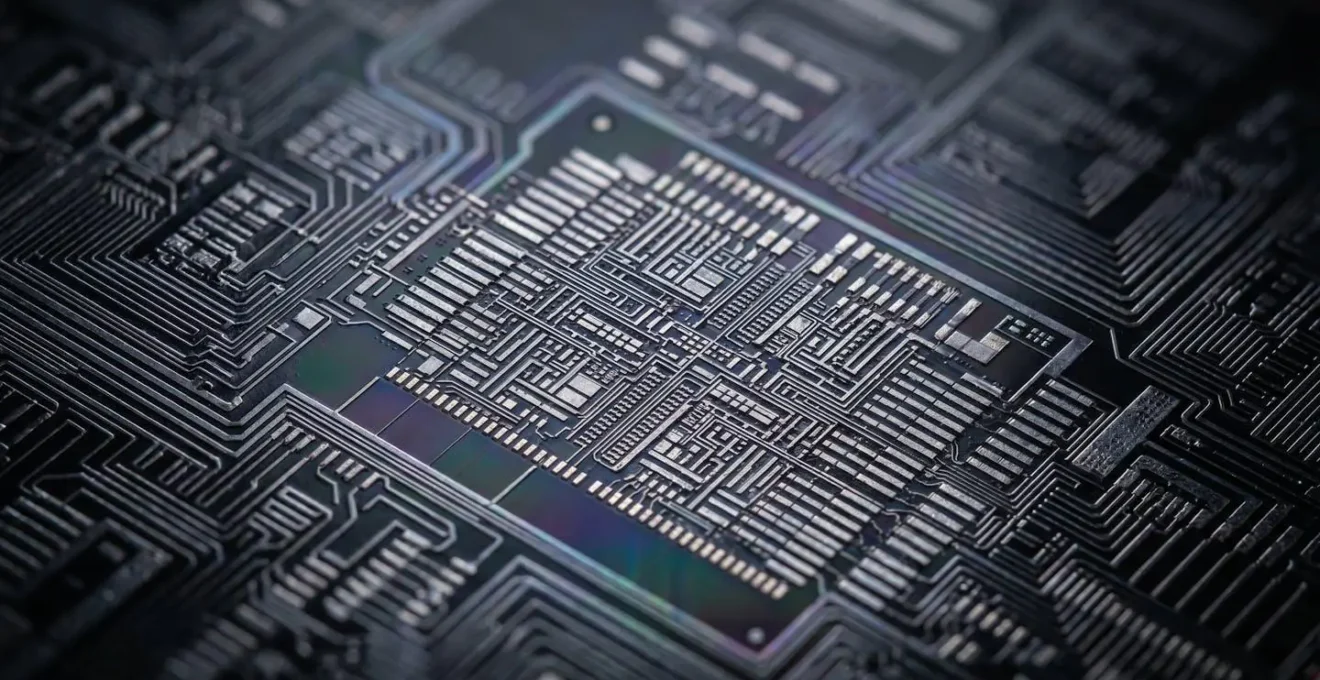Vue macro détaillée d'un composant processeur moderne avec instructions cryptographiques