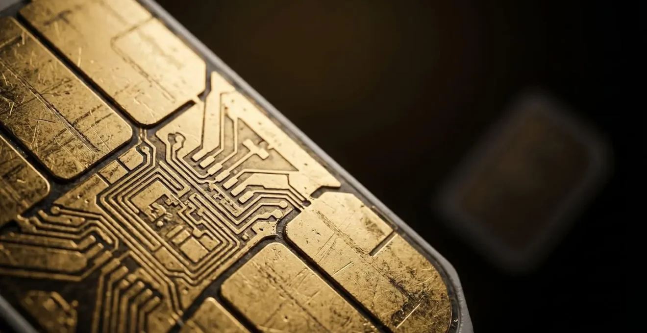 Illustration symbolique de l'attaque SIM swapping avec cartes SIM et éléments de sécurité